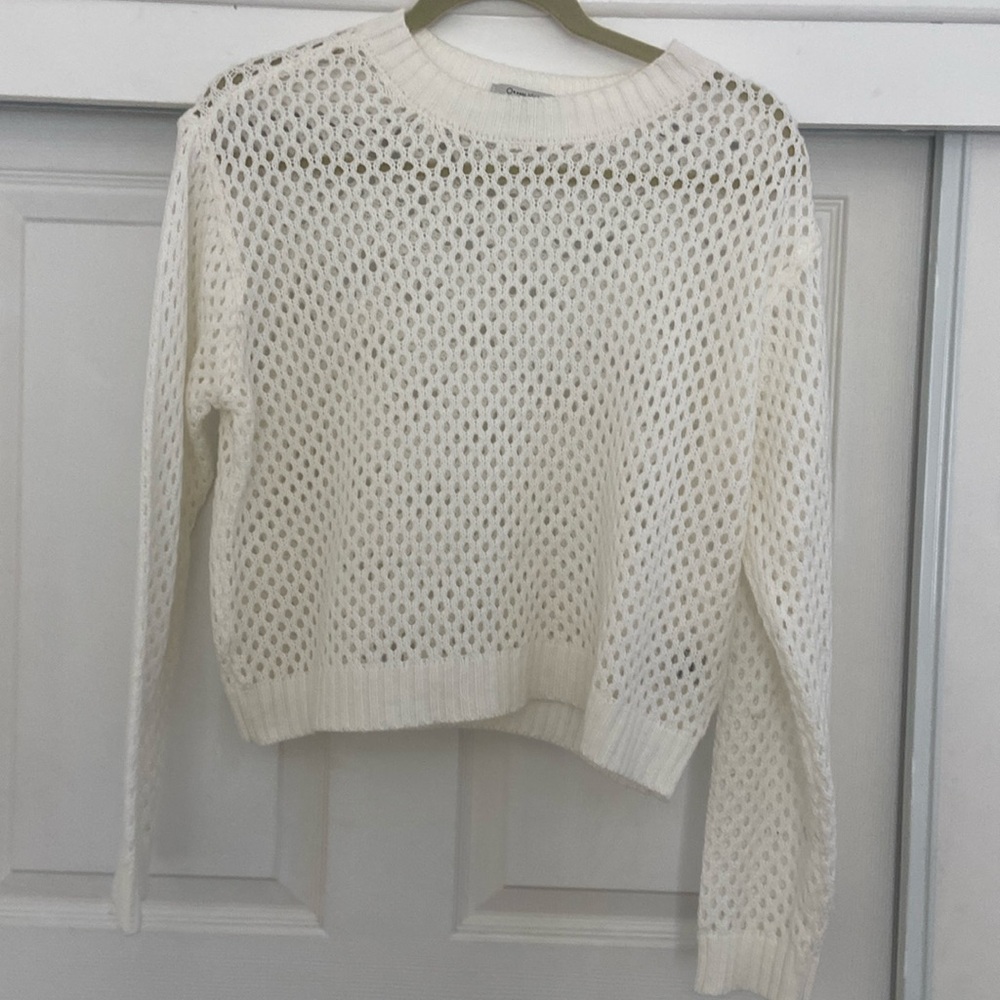 White open stitch sweater